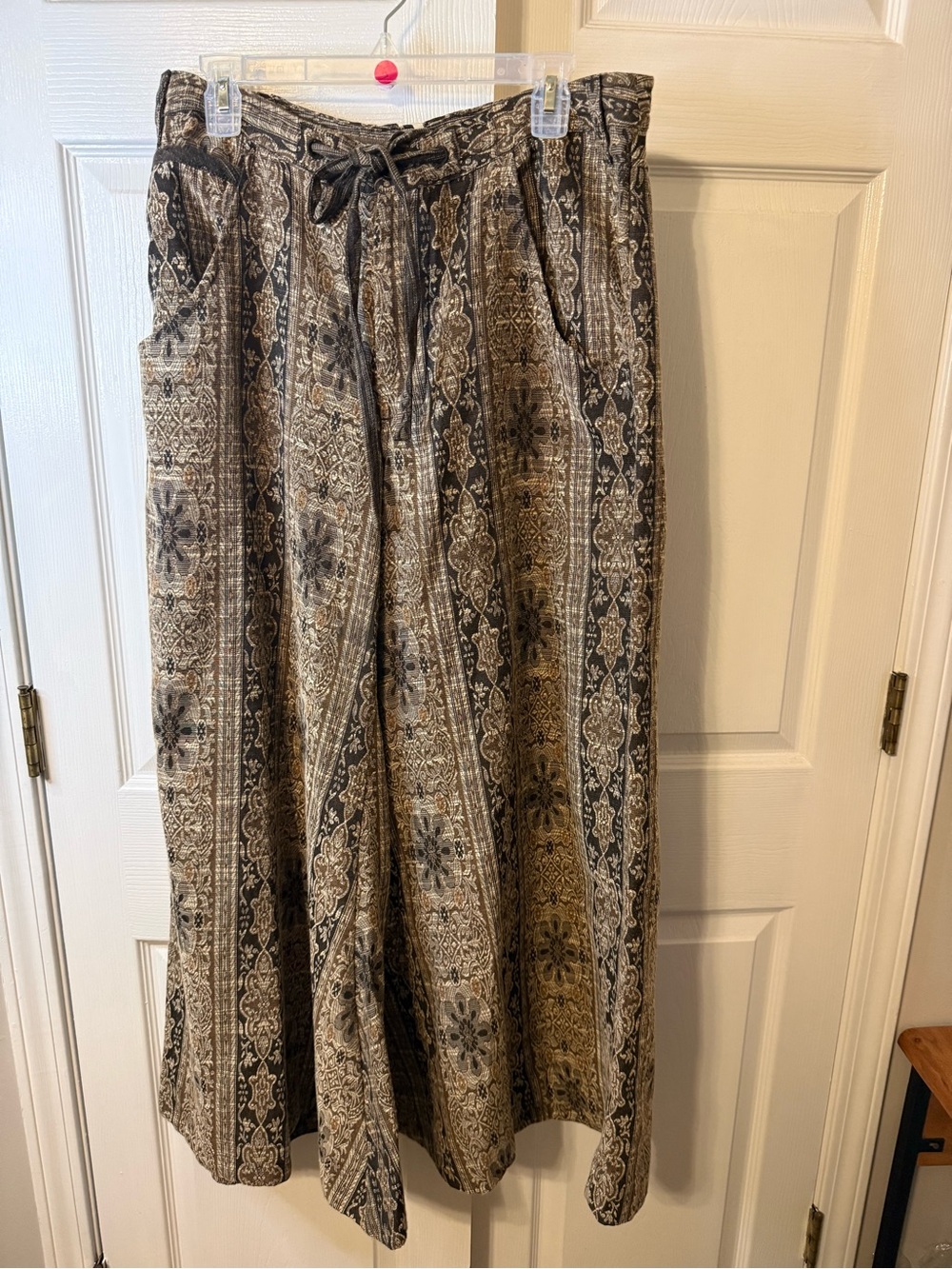 Free People Wide Leg Pants in Brown and Black Paisley